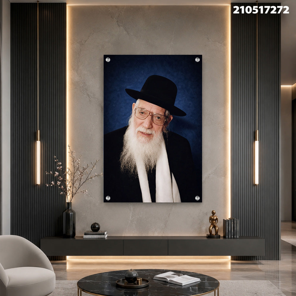 תמונות זכוכית - דיוקן רבני אלגנטי בכחול עמוק תמונות זכוכית לסלון תמונות לבית תמונות קיר הדפסה על זכוכית