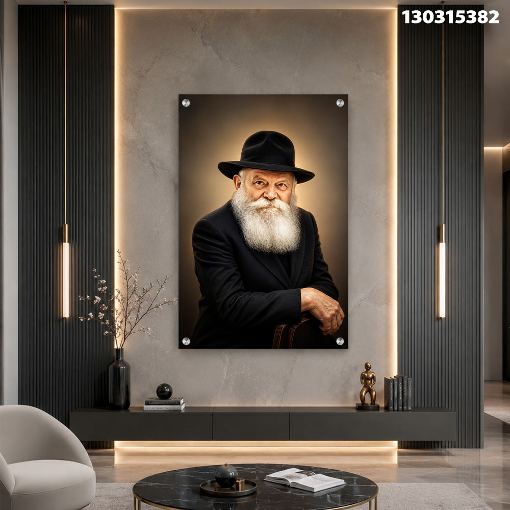 דיוקן עם זקן לבן בחלל מודרני - תמונות לבית - צבעים לבן, שחור, חום