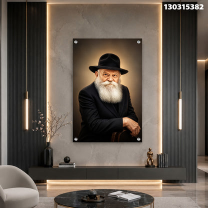 דיוקן עם זקן לבן בחלל מודרני - תמונות לבית - צבעים לבן, שחור, חום