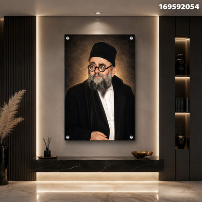 ציור של דמות עם משקפיים וכובע - תמונות לבית - גוונים כהים ובהירים