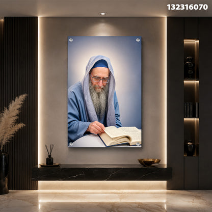 תמונה של אדם קורא ספר - תמונות נוי - צבעים כחול ולבן