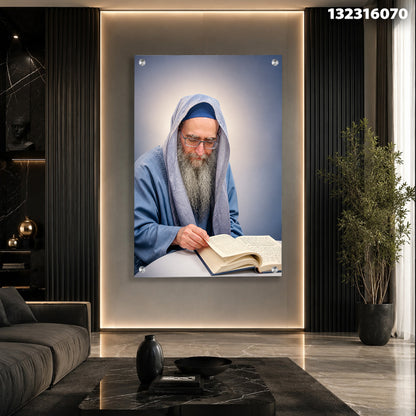 תמונה של אדם קורא בספר - תמונות נוי - גווני כחול