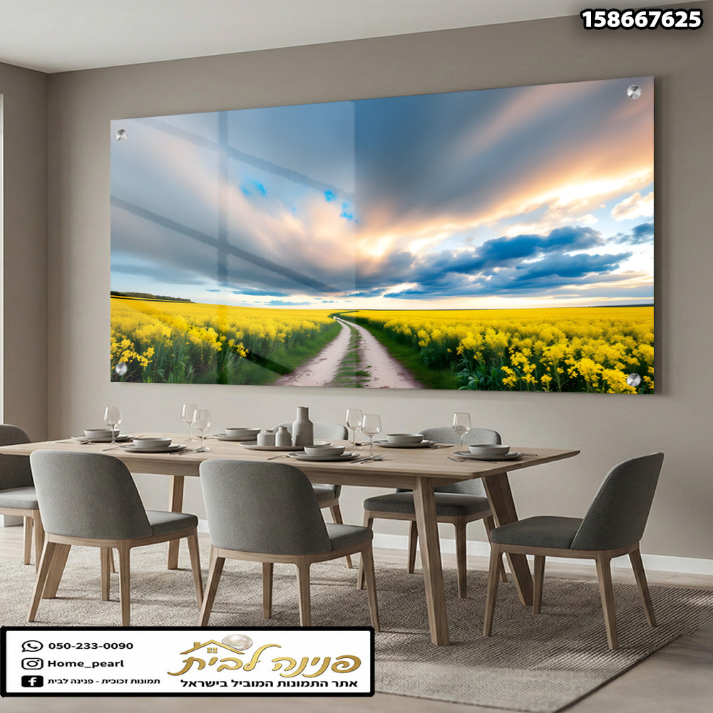 תמונה של נוף יפהפה עם שדות צבעוניים - תמונות נוי - צבעים בצילום הם צהוב וכחול