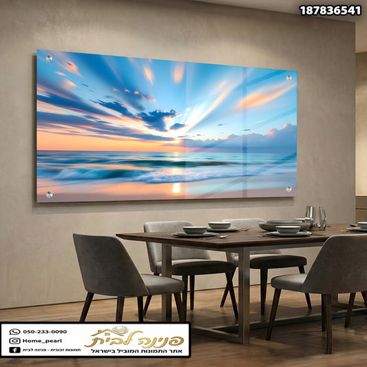 תמונה של נוף ים על זכוכית - תמונות נוי - כחול