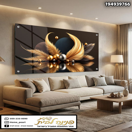 תמונה מעוצבת בסגנון מודרני עם צבעים רשמיים - תמונות קיר - צבעים שחור הזהב והקרם