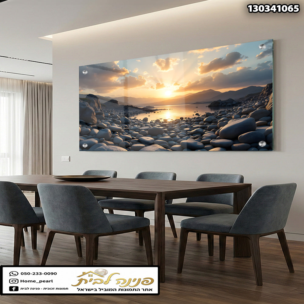 תמונה של שקיעה על קיר - תמונות נוי - גווני אפור