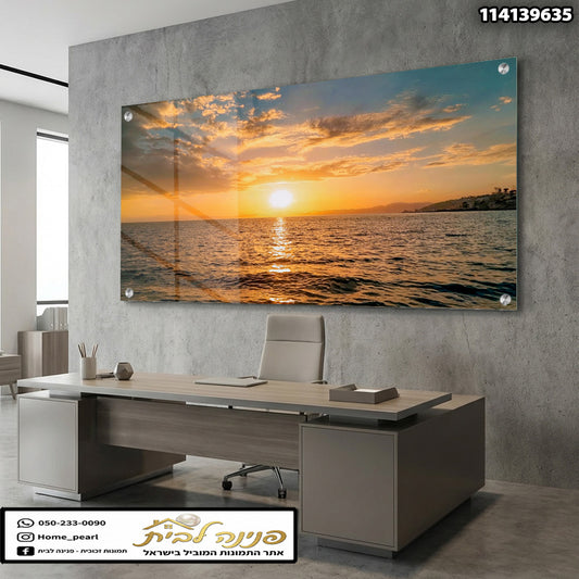 תמונה של שקיעה על גבי זכוכית - תמונות זכוכית - צבעי השקיעה