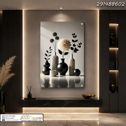 תמונה של vase עם פרחים בשחור ולבן - תמונות נוי - צבעים שחור ולבן
