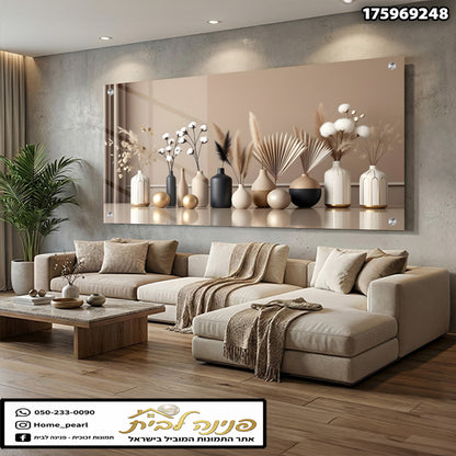 תמונה של קירות בעיצוב מודרני עם vase צבעוניים - תמונות קיר - חום-שחור-לבן-זהב