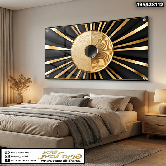 תמונה של עבודת זכוכית מעוצבת בסגנון מודרני - תמונות קיר - צבעים שחור וזהב