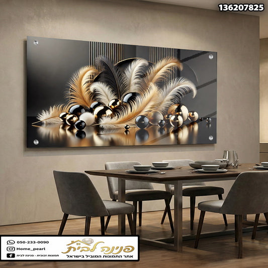 תמונה בעיצוב מודרני עם צבעים שחור, זהב ולבן - תמונות קיר - צבעים שחור, זהב ולבן