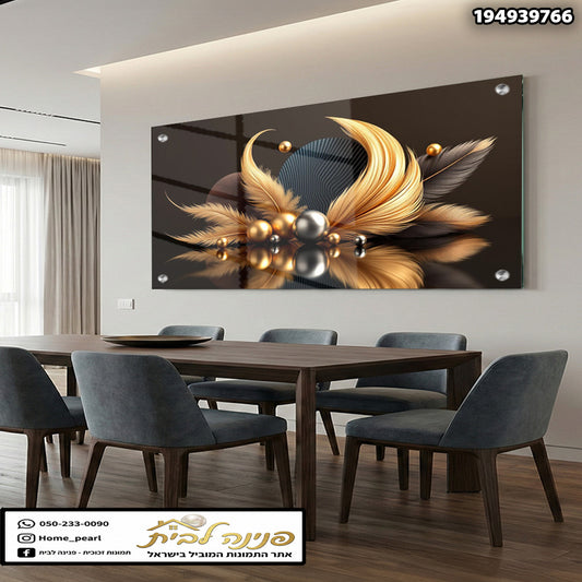 תמונה של קישוט קיר עם עיצוב יוקרתי - תמונות קיר - זהב ושחור