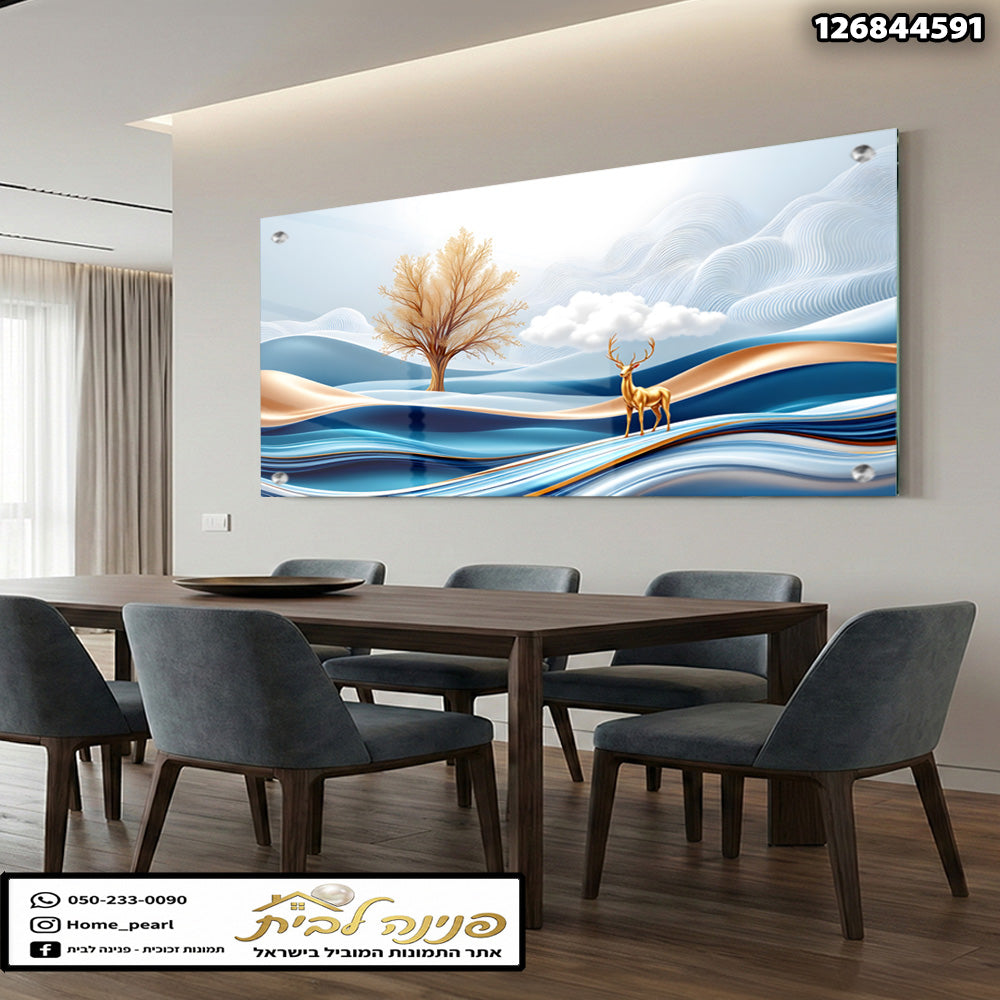 תמונה של תמונת נוי על הקיר עם עץ ואייל - תמונות נוי - גוונים של כחול