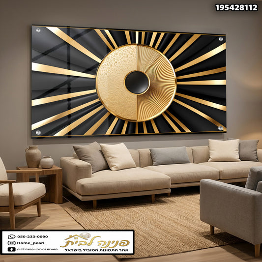 תמונה של תמונת קיר בעיצוב מודרני עם נגיעות זהב ושחור - תמונות קיר - שחור וזהב