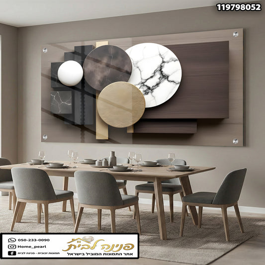 תמונה של קיר עם תמונות נוי בעיצוב מודרני - תמונות קיר - צבעים שחור לבן וזהב