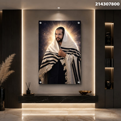 תמונה של אדם עטוף בטלית על קיר - תמונות נוי - שחור ולבן
