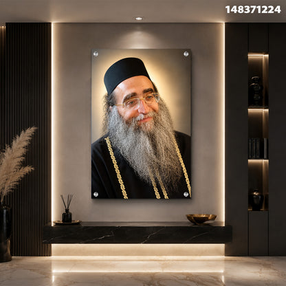 תמונה של אדם עם זקן וכובע מצורפת לקיר - תמונות נוי - צבעי שחור ולבן