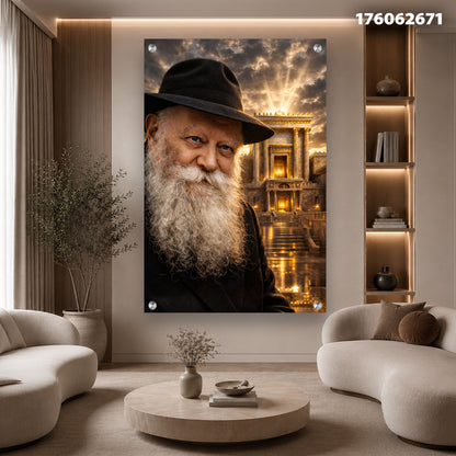 תמונה של אדם עם זקן בלבוש כהה מול מסביבת סלון מודרנית - תמונות קיר - צבעים חמים