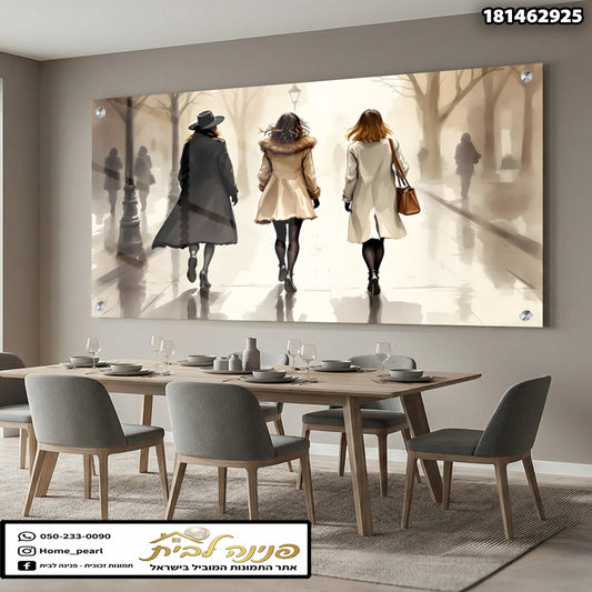 תמונה של נשים מטיילות בעיר - תמונות נוי - גווני אפור