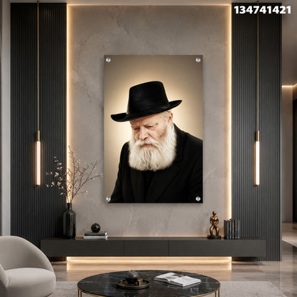 תמונה של גבר עם זקן ולבוש מחשיב על קיר - תמונות לבית - גוונים של שחור ובז'