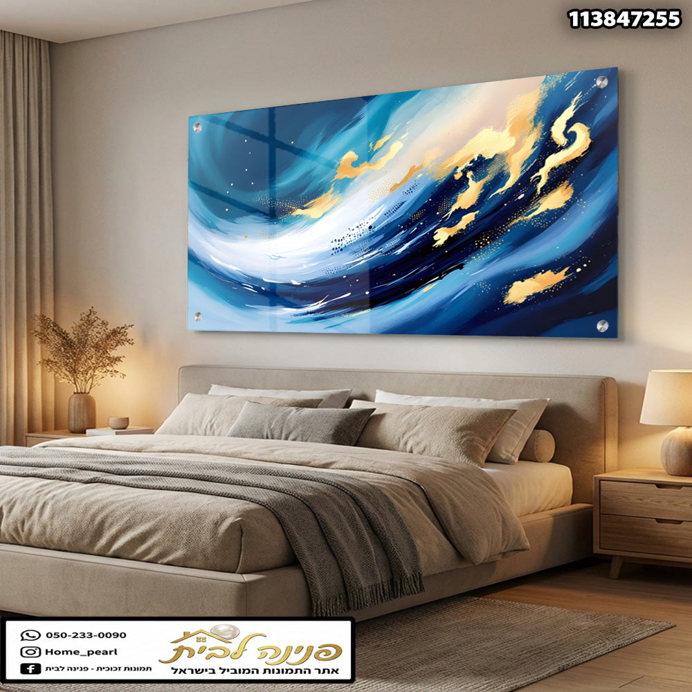 תמונה של קירDecorative - תמונות לבית - צבעים כחול, לבן, זהב