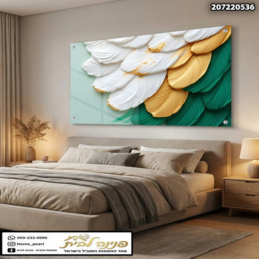 תמונה של תמונה לקיר באווירה מודרנית - תמונות קיר - צבעים ירוק, לבן, זהב