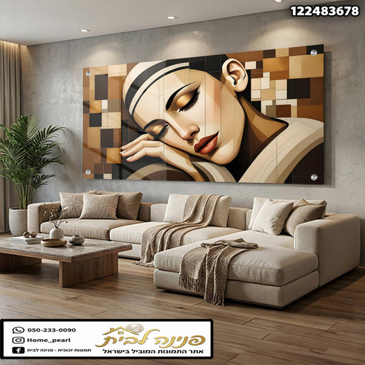 תמונה של אישה ישנה על קיר - תמונות קיר - גוונים של זהב חום ושחור