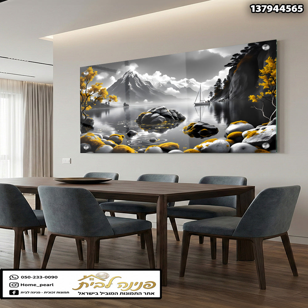 תמונה של נוף מיוחד על קיר - תמונות קיר - צבעים של שחור וצהוב