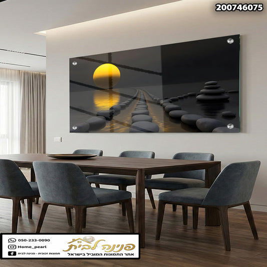 תמונה של תמונת קיר המראה אבן וזוהר השמש - תמונות קיר - שחור וצהוב