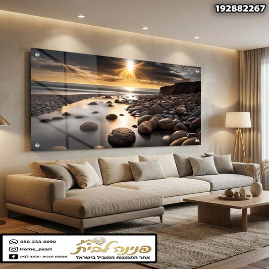 תמונה של קירות עם אבנים - תמונות קיר - צבעים שחור, חום ואפור