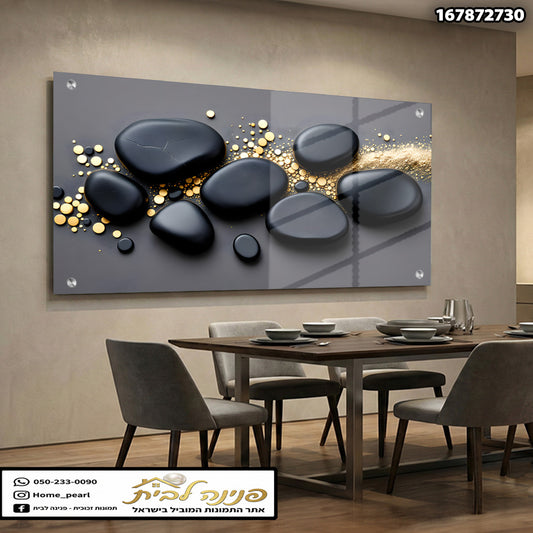 תמונה של קירות עם אבנים שחורות וזהב - תמונות לבית - צבעים שחור וזהב