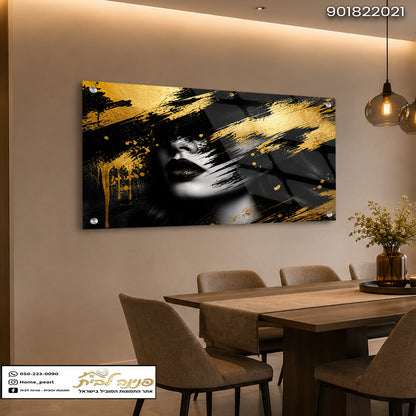 עיצוב מופשט בשחור וזהב בחדר dining