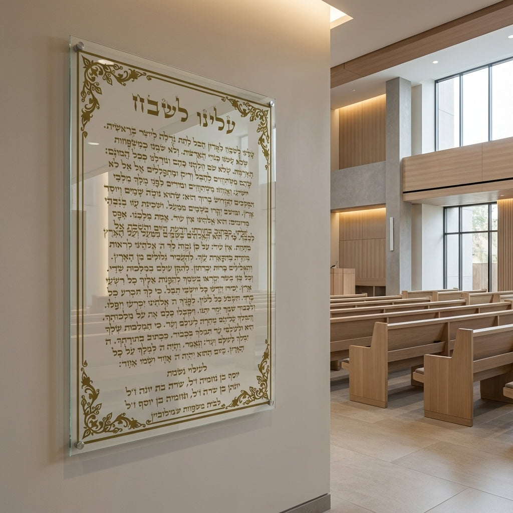 תמונות זכוכית - ברכת עלינו לשבח בעיטורי זהב קלאסיים תמונות זכוכית לסלון תמונות לבית תמונות קיר הדפסה על זכוכית