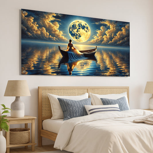 הדפס אומנותי אישה בירח