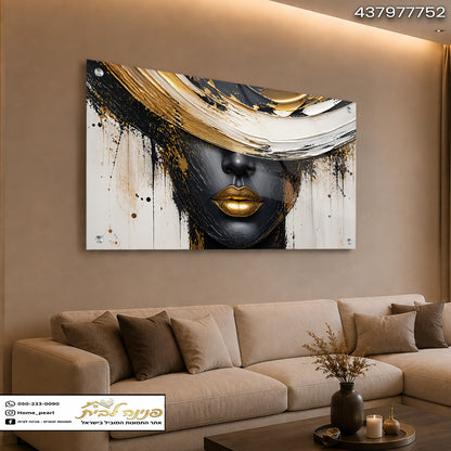 עיצוב אומנותי בשחור וזהב לחדר סלון