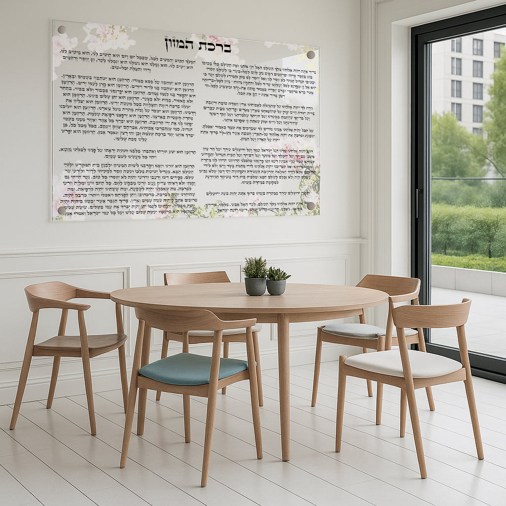 ברכת המזון פרחונית על זכוכית – אמירת תודה ביופי מושלם תמונות זכוכית לסלון תמונות לבית תמונות קיר הדפסה על זכוכית
