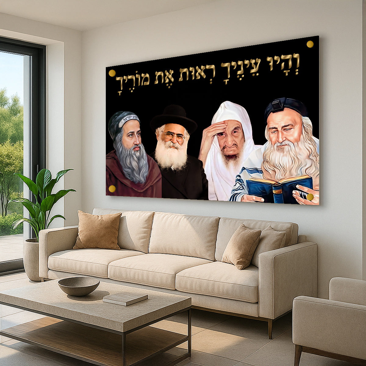 תמונת זכוכית – צדיקים קדושים על רקע שחור יוקרתי עם הפסוק 