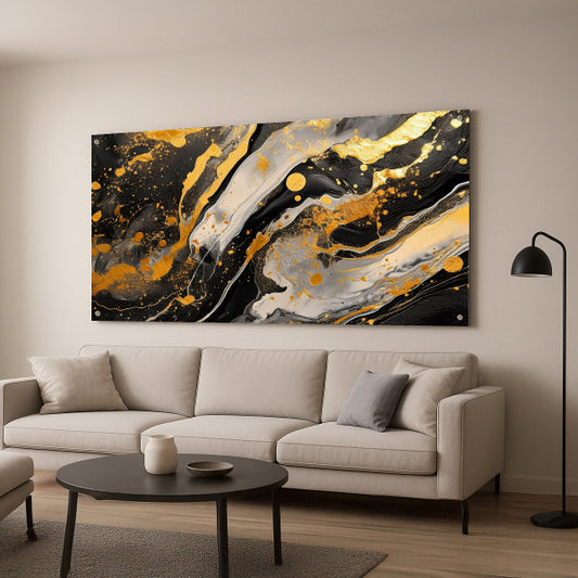 תמונת זכוכית שחור וזהב מודרנית