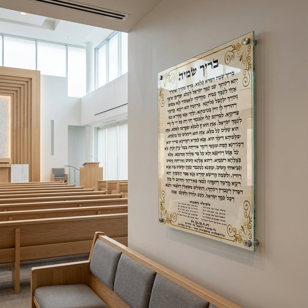 תמונות זכוכית - בריך שמיה בעיטורי זהב קלאסיים על רקע קרם תמונות זכוכית לסלון תמונות לבית תמונות קיר הדפסה על זכוכית