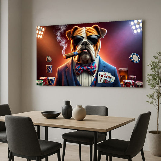 בולדוג עם סיגר ומשקפיים - תמונות נוי