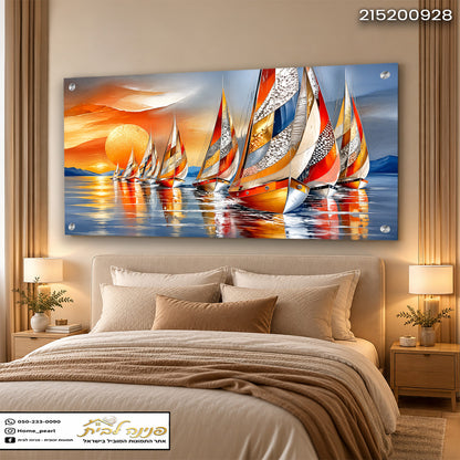 תמונה צבעונית של סירות במיטה עם נוי