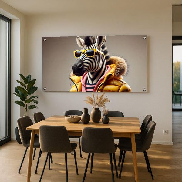 זברה עם משקפי שמש ומעיל צהוב - תמונות נוי