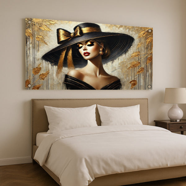 דיוקן נשי עם כובע זהב – תמונות זכוכית