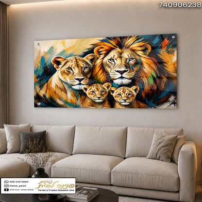 תמונה של משפחת lions על קיר סלון מודרני