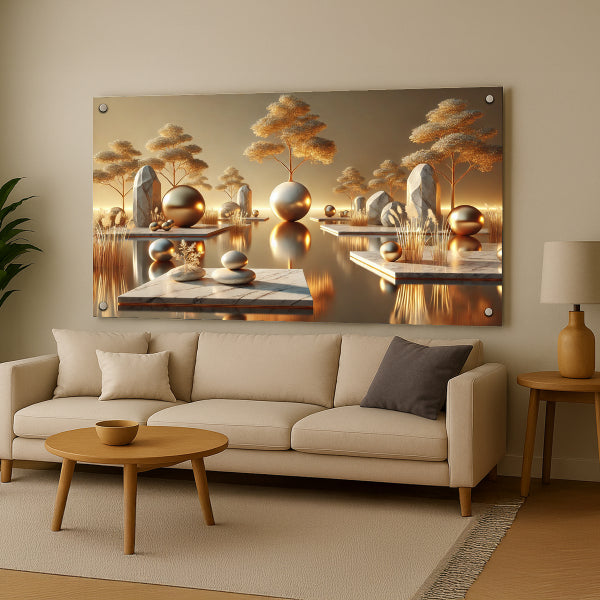 נוף פנטזיה מוזהב – תמונות זכוכית