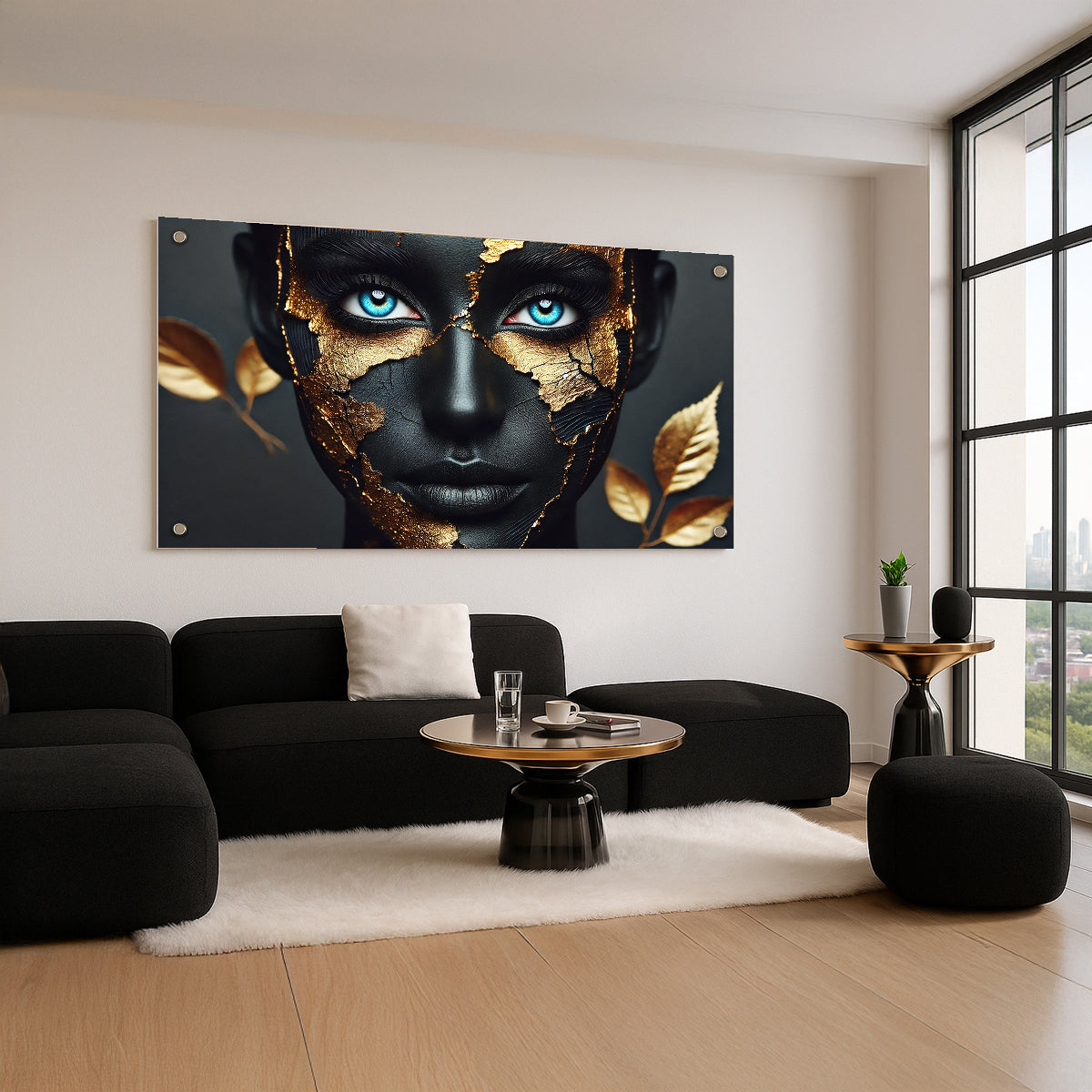 דיוקן נשי בשחור וזהב – תמונות זכוכית