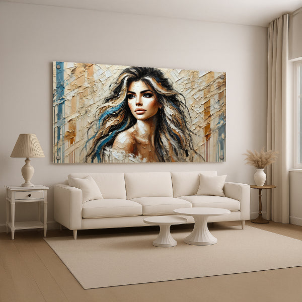 דיוקן נשי בהיר בגווני זהב – תמונות לבית