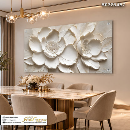עיצוב פרחים תלת מימדיים בחדר אוכל מודרני