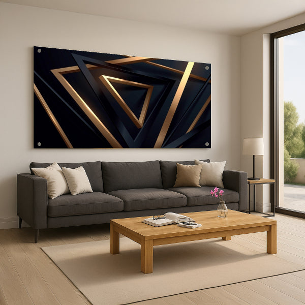 תמונת זכוכית גאומטרית שחור וזהב