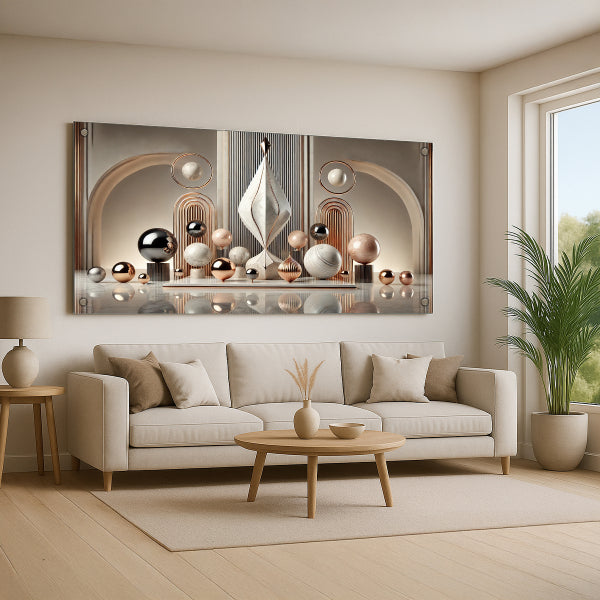 תמונת זכוכית זהב ונחושת מודרנית